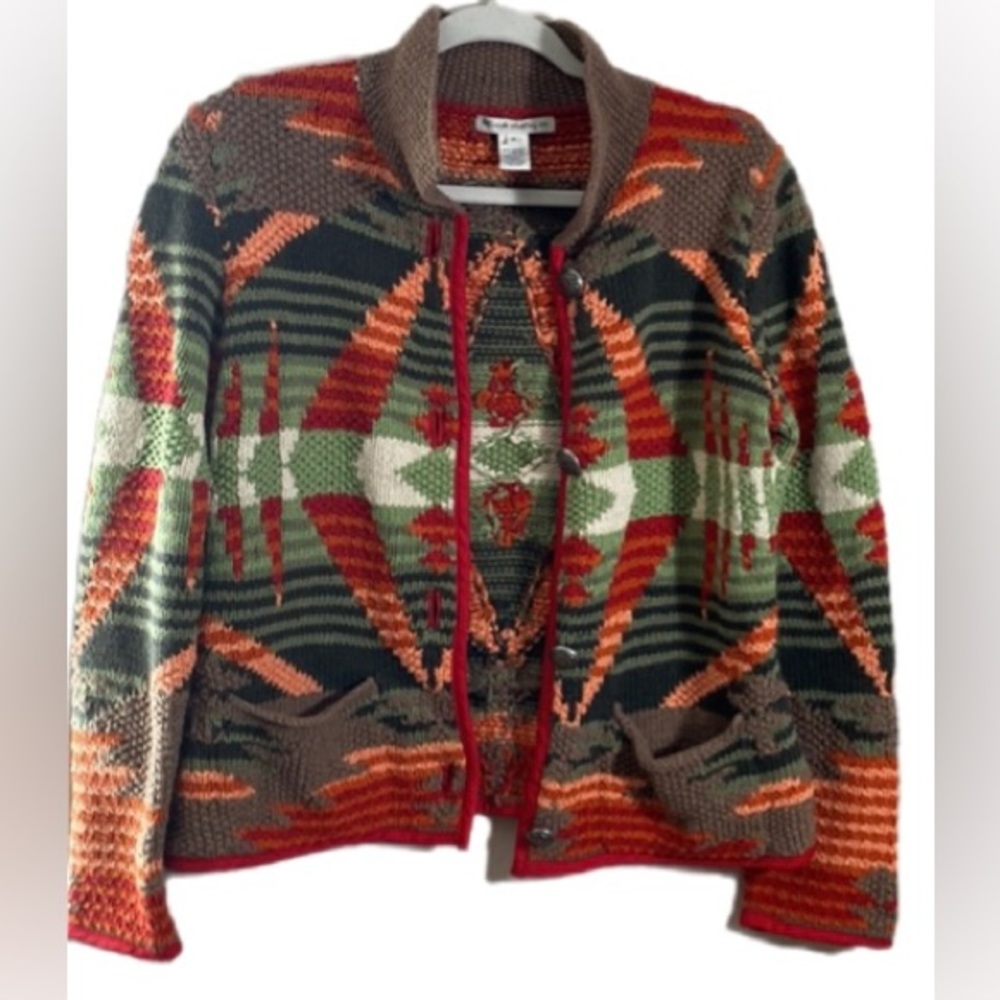 Telluride Clothing Co. Women's Multi-Color Boho Button Sweater/Cardigan. Size M